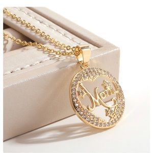 NWT Mother's Day MOM Hollow Heart Pendant Copper Zircon Necklace